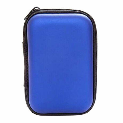 Picture of Hard Drive Case Portable Travel Waterproof Hard Disk Shell USB Protective Storage Shockproof Carry Case Small Bag for Passport Essential Memory Card Blue