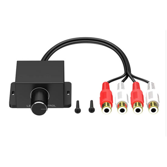 Picture of Srutueo Car Audio Amplifier Bass Level Remote Volume Control Knob 2RCA Male and Female Input and Output Car Volume Regulator Replacement Spare Parts Accessories, black, 500349696
