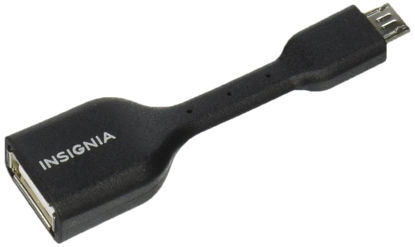 Picture of Insignia OTG (On The Go) Micro USB-to-USB Type-A Adapter Cable for Android Devices, Model: NS-MOTGD, Black