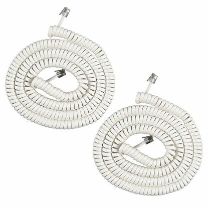 Picture of iMBAPrice (Pack of 2) 3 to 25 Feet Long White Color Coiled Telephone Phone Handset Cable Cord