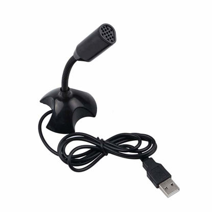 Picture of SAYESON USB Computer Microphone, Small Computer Microphone, Plug-and-Play Desktop Notebook PC Laptop Mini Microphone(3 Feet USB Cable) with Adjustable Stand Compatible with Windows/Mac (Black)