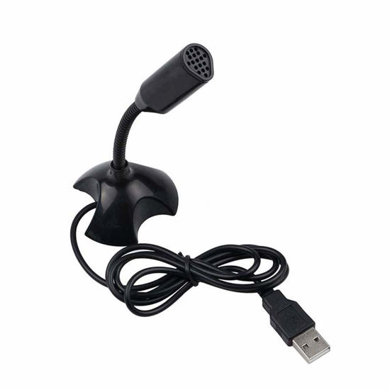 Picture of SAYESON USB Computer Microphone, Small Computer Microphone, Plug-and-Play Desktop Notebook PC Laptop Mini Microphone(3 Feet USB Cable) with Adjustable Stand Compatible with Windows/Mac (Black)