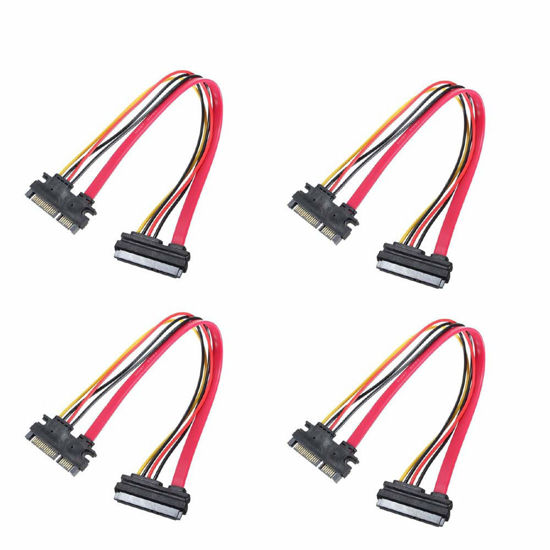 Picture of Comidox 30CM M/F 22P 7+15Pin Male to Female SATA Serial ATA Data Power Combo Extension Cable 4Pcs