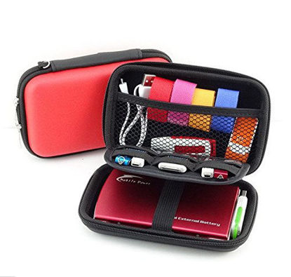 Picture of 2-Layers Protective Hard Shell Travel Organizer Carrying Case Bag for External Hard Drive Electronic Accessories Diabetic Testing Kit Blood Glucose Monitoring System Healthcare kit Camera (Red)
