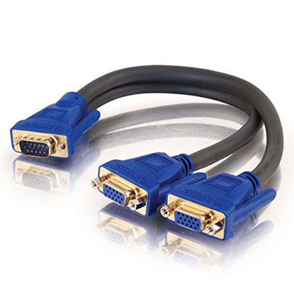 Picture of Legrand - C2G HD 15 Male to Female SXGA Monitor Cable, Black Y Monitor Cables, 1 Foot VGA Y-Cable, 1 Count, C2G 29610