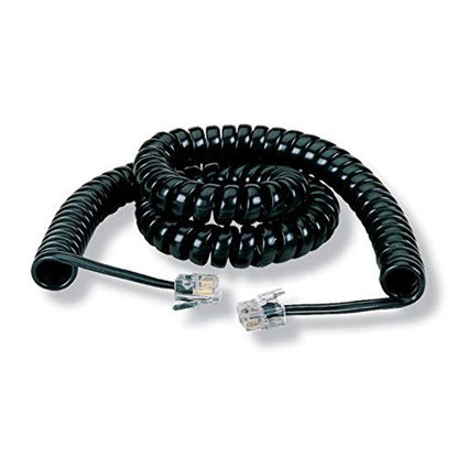 Picture of Black Box RJ-22 Modular Coiled Handset Cord, Black, 6-ft. (1.8-m) by Black Box Network Services