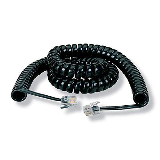 Picture of Black Box RJ-22 Modular Coiled Handset Cord, Black, 6-ft. (1.8-m) by Black Box Network Services
