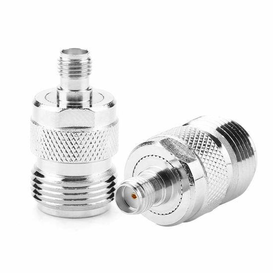 Picture of N Female to SMA Female RF Connector, 2 Pcs 50Ω Impedance Coaxial Adapter Test Converter 0-6Ghz Frequency, Leads and Probes