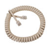 Picture of Cablesys Coiled Telephone Handset Cord for Use with PBX Phone Systems, VoIP Telephones - 6 Ft Uncoiled, Rj22, 1.5 Inch Lead on Both Ends, Ivory