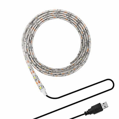 Picture of Flexible Led Strip Lights with USB Cable for TV Computer Desktop Laptop Background Home Kitchen Decorative Lighting, SMD 3528 100cm Cool White