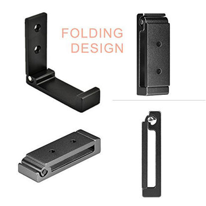 Picture of Foldable Headphone Holder, Aluminum Wall Mount Hook, Hold up to 20KG with Screws, 1KG with 3M Adhesive (1p Silver)