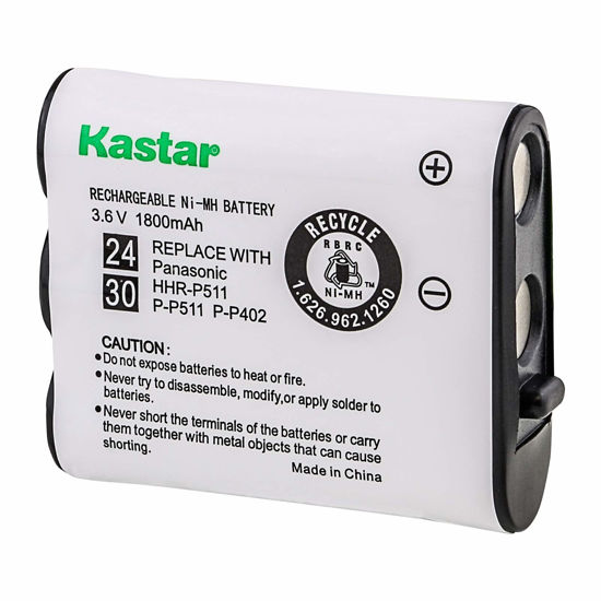 Picture of Kastar 1500mAh Rechargeable Cordless Telephone Battery Replacement for Panasonic P-P511 PP511A N4HKGMA00001 KXTGA510M KX-TGA510m KX-TGA510A KXTGA510 KX-TGA273S KXTGA273