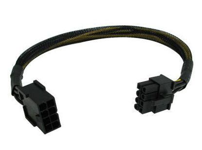 Picture of 12" 8-Pin PCI-Express PCI-E Video Card Power Male to Female Extension Cable with Black Sleeve