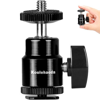 Picture of koolehaoda Mini Ball Head Mount with 1/4 Screw and Cold Shoe Adapter for LED Light, Monitor, DSLR Rig ,Microphone - (M Size- 1pcs Pack)