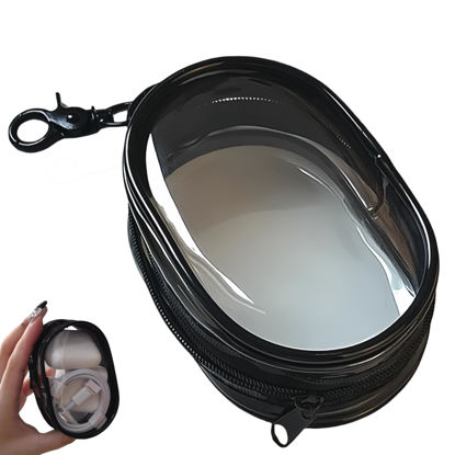 Picture of Charging Cable Storage Bag - Transparent Compact Organizer for Travel, Data Cables, Headphones & More | Mini Cord and Charger Organizer (A-Black)