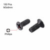 Picture of uxcell M3 x 8mm Phillips Screw Fastener Black for Laptop PC TV Fan Switch 150pcs