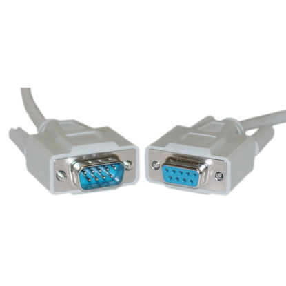 Picture of CableWholesale 1 feet Serial Extension Cable, DB9 Male to Female, 28 AWG, RS232 9 Conductor, 1:1, Beige, Male to Female Serial Extender for Printer, Modems, Networks, DB9 RS232 Male to Female Cable