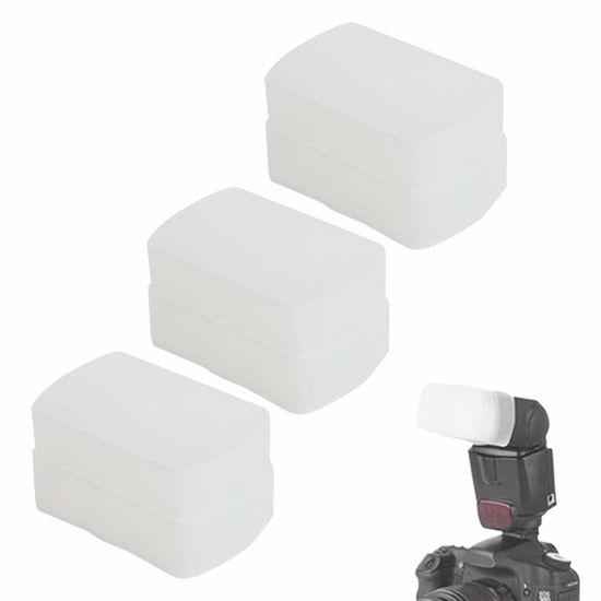 Picture of Flash Softbox Diffuser, 3Pcs Mini Polyethylene Camera External Speedlite Light Reflector Soft Light Box for Canon 580EX Top Flash Studio Portrait Photography