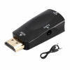 Picture of HD 1080P VGA Converter Adapter, Female to Female with 3.5mm Audio Output Cable for Laptops, Mobile Phones, DVDs, Tablets, Digital Set-Top Boxes(Black)