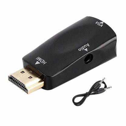 Picture of HD 1080P VGA Converter Adapter, Female to Female with 3.5mm Audio Output Cable for Laptops, Mobile Phones, DVDs, Tablets, Digital Set-Top Boxes(Black)