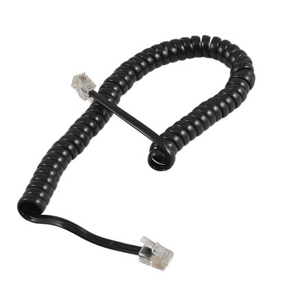 Picture of uxcell Replacement RJ9 4P4C Coiled Stretchy Telephone Handsets Cable Line Black