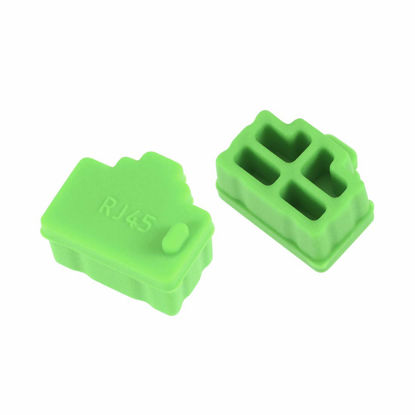Picture of uxcell 20pcs RJ45 Silicone Protectors Ethernet Hub Port Anti Dust Cap Cover, Green