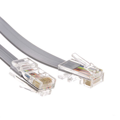 Picture of CableWholesale 14 feet Telephone Cord (Data), RJ45 Gold Plated Connectors, 8P / 8C, Silver Satin, 28AWG, Straight, RJ45 Phone Cable