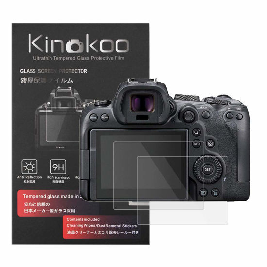 Picture of kinokoo Screen Protector for Canon EOS R6 / EOS R6 II camera, 0.25mm 9H Hardness Tempered Glass Film for Canon EOS R7 camera - Bubble Free& Anti-Scratch&Anti-Finger Print (2 Pack)
