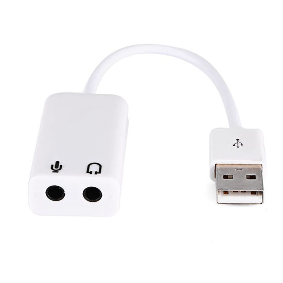 Picture of HERCHR USB Sound Card Audio Adapter, 7.1 USB to Audio Jack Adapter for PC Laptops Desktops, Plug and Play No Drivers Needed USB Audio Adapter Headphone Microphone USB External Stereo Sound Adapter