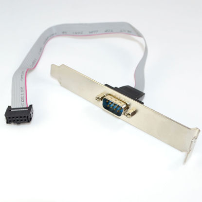 Picture of Serial 9 pin DB9 RS232 Motherboard Com Port Ribbon Cable Connector Slot Bracket