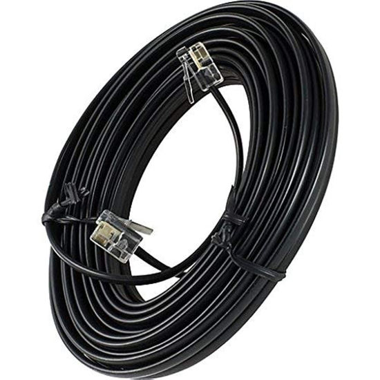 Picture of Bistras 25 FEET Black Phone Telephone Extension Cord Cable LINE Wire with Standard RJ-11 Plugs