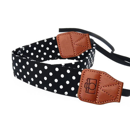 Picture of JINHEZO Camera Strap Real Retro Belt for All DSLR Camera. Polka Dot style Universal SLR Strap, Adjustable Neck Shoulder Camera Sling Strap for Canon, Nikon, Sony, Fujifilm and Digital Camcorder, Black