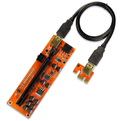 Picture of AAAwave PCIE Riser VER 011 PRO 1x to 16x Graphic Extension for GPU Mining 60cm USB 3.0 Cable, 10 Solid Capacitors, 12 Led Lights, 2X 6PIN and 2 Power Options (Pack of 1)