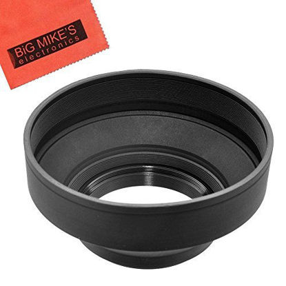 Picture of Big Mike'S 49Mm Soft Rubber Lens Hood For Sony 30Mm F/2.8 Dt Af Macro Lens + Cap Keeper + Microfiber Cleaning Cloth + Lcd Screen Protectors