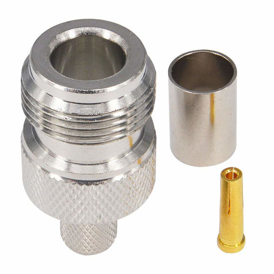 Picture of YOTENKO Pack of 2 N Female Adapter Crimp Plug RF Connector for LMR300 RG6 50-5 Cable