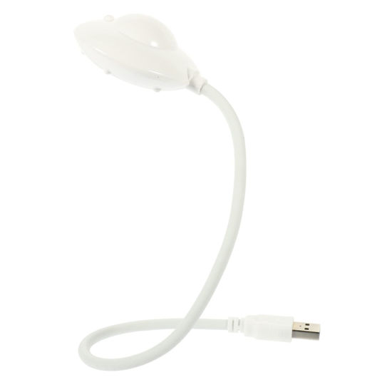 Picture of Housoutil USB Flying Saucer Light Computer Keyboard Light Computer Desk Lamp USB Flexible Stick Led Studying Table Lamp USB Lamp for Laptop Abs Chargeable Night Light Student White