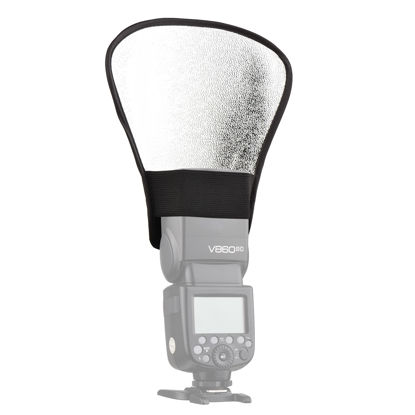 Picture of Andoer Portable Universal Camera Flash Reflector Speedlite Rebound Diffuser Board with Silver and White Reflective Surface Replacement for Nikon Sony Godox Yongnuo Flash in Camera
