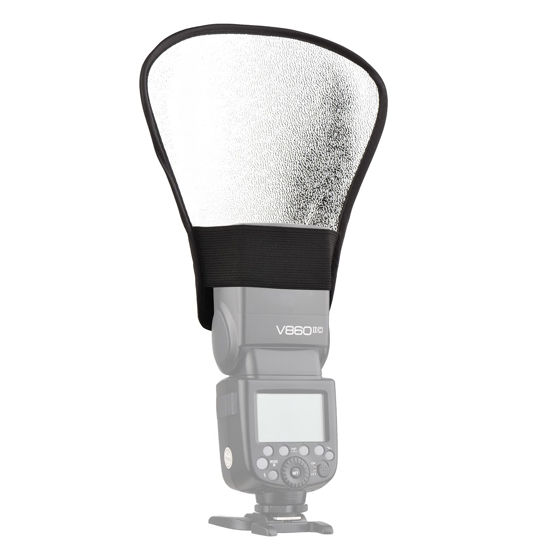 Picture of Andoer Portable Universal Camera Flash Reflector Speedlite Rebound Diffuser Board with Silver and White Reflective Surface Replacement for Nikon Sony Godox Yongnuo Flash in Camera