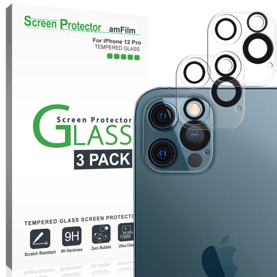 Picture of amFilm Camera Protector for iPhone 12 Pro (Rear Facing Camera Screen Protector) (3 Pack)