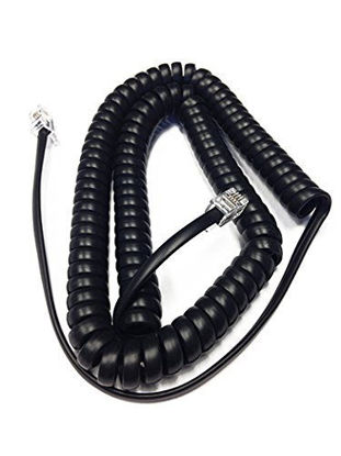 Picture of The VoIP Lounge Replacement 12 Foot Black Handset Receiver Curly Cord for NEC Business Phone