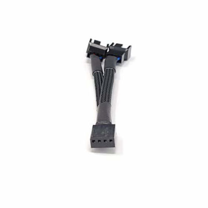 Picture of MICRO CONNECTORS, Inc. 1 to 2 Sleeved PWM Fan Splitter Cable - Black