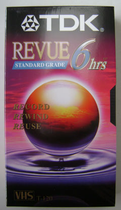Picture of TDK T-120 Revue Standard Grade VHS Video Cassette Tape - 6 hours - Record, Rewind, Reuse