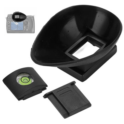 Picture of Camera Eyecup, Camera Viewfinder Eyecup Eyeshade 22mm Oval Level Cold Shoe Cover Set for Nikon D300 D200 D90 D80 D7000 D7100 D5200 D510