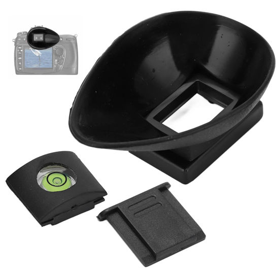 Picture of Camera Eyecup, Camera Viewfinder Eyecup Eyeshade 22mm Oval Level Cold Shoe Cover Set for Nikon D300 D200 D90 D80 D7000 D7100 D5200 D510