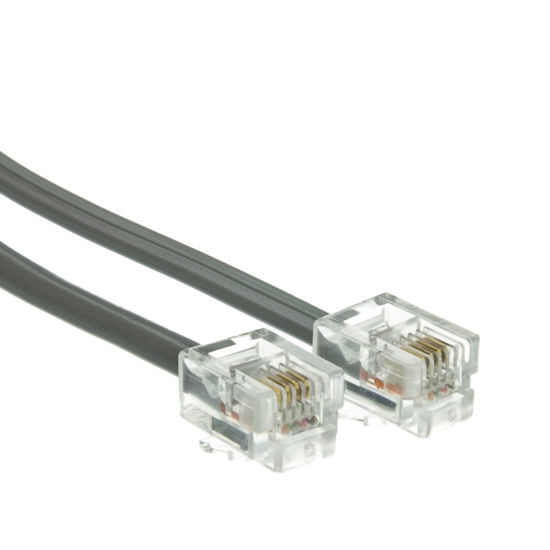 Picture of CableWholesale 50 feet Telephone Cord (Data), RJ11 Gold Plated Connectors, 6P / 4C, Silver Satin, 28AWG, Straight, RJ11 Phone Cable