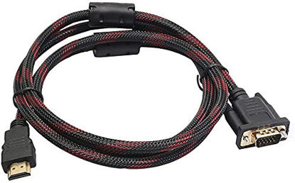 Picture of U-M PULABOHDTV VGA Cable Male to 15 Connector Adapter HDMI-Compatible to VGA Data Connect Converter Cord for Monitor Audio Video LCD PC TV Deft Processed