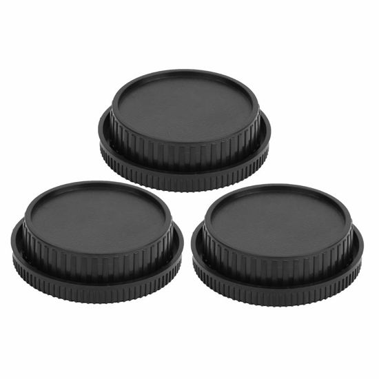 Picture of 3Pcs/Pack Black Plastic Portable MD Mount Lens Rear Cover Body Front Cap Kit for Minolta MD Mount Camera