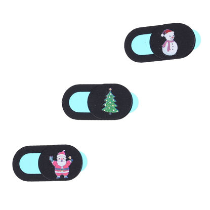 Picture of ARTIBETTER Camera Cover Slide 3PCS Cute Christmas Pattern Webcam Privacy Cover Black Anti- Peeping Cover Slide Phone Camera Blocker Ultra Thin Cover Slide for Laptop Tablet Mobile Phone