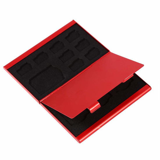 Picture of Memory Card Storage Case, 8PCS TF + 4PCS SD Card Protective Aluminium Box(Red)