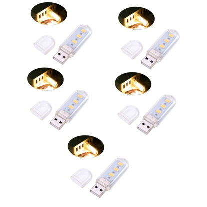 Picture of Hemoton Laptop Light 5pcs Small Night Light Laptop Camera Light Warm Light Reading Lamp Keychain Light Laptop Lamp Reading Book Light Reading Lights Laptop Lights Lamp for Reading USB
